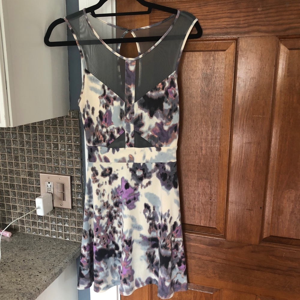 Silence and noise floral & mesh dress with cutouts